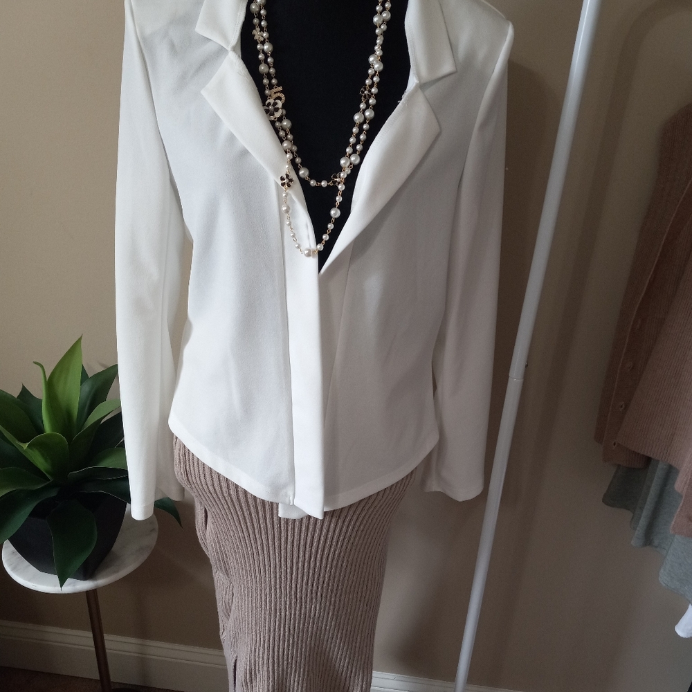 SHEIN Ribbed Beige Midi Skirt